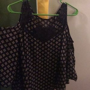 dark blue cold shoulder blouse